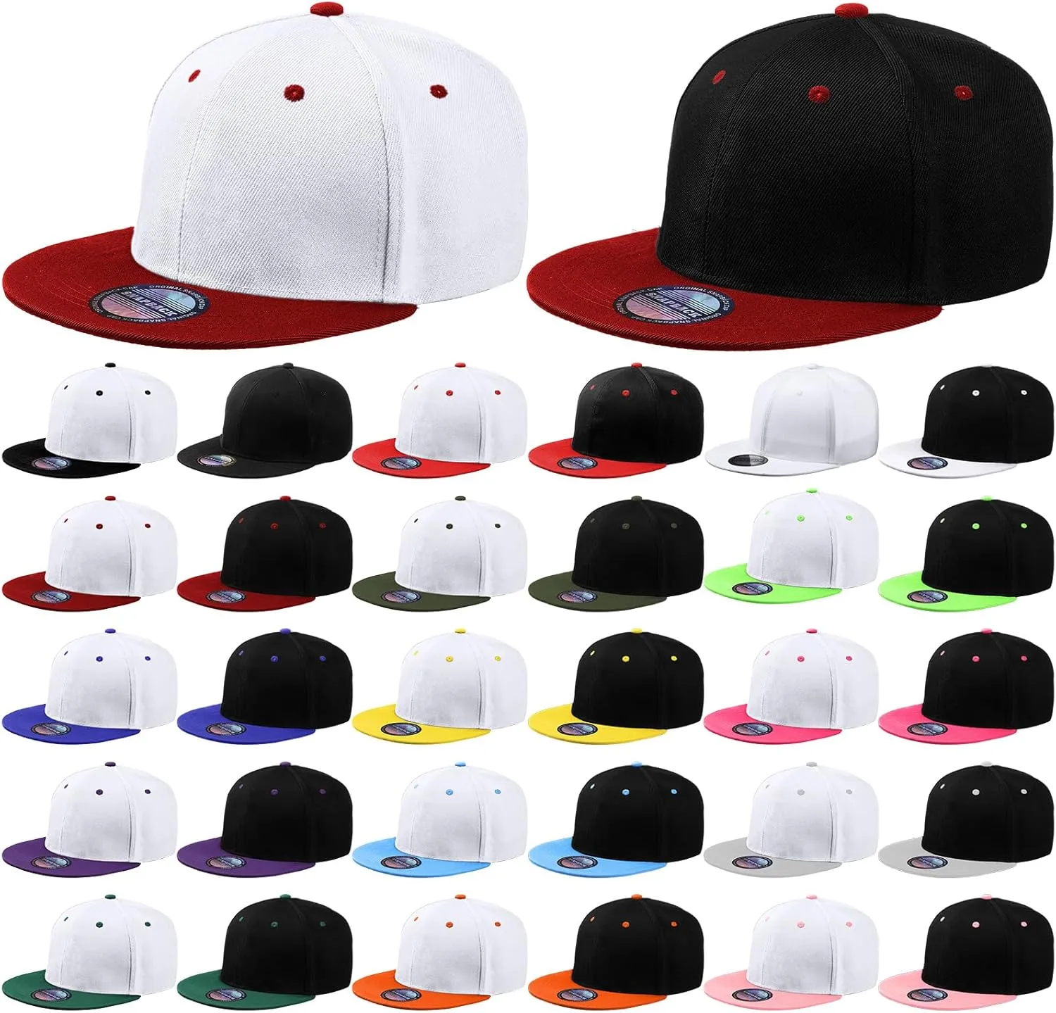 Hicarer 30 Pcs Hats for Men, Flat Cap Bulk Plain Flat Brim Baseball Caps