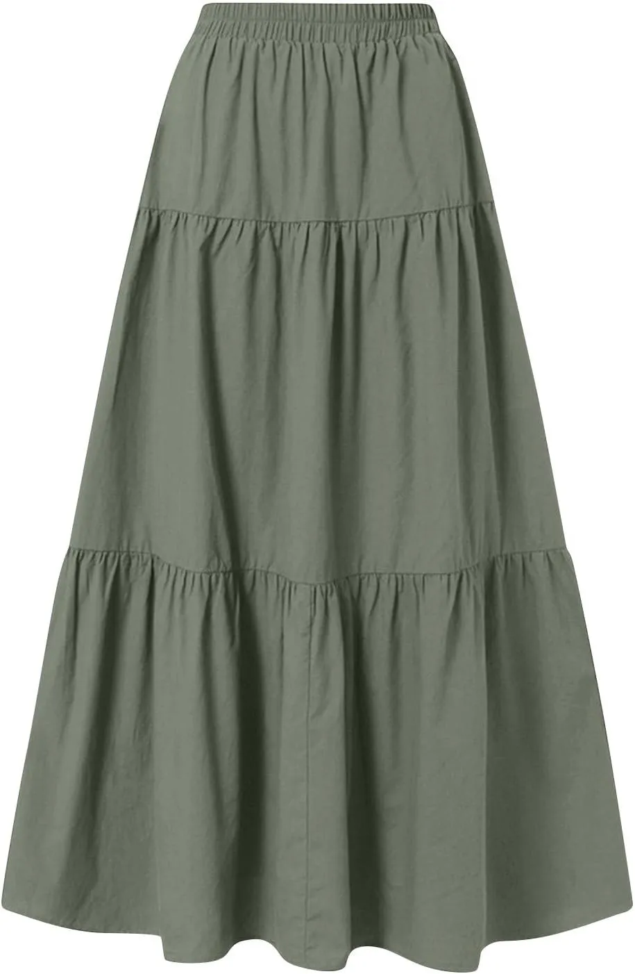 High Waisted Maxi Skirt for Women Summer Tiered Elastic Elegant Skirts Ruffle A Line Skirt Swing Long Skirts (S-2Xl)