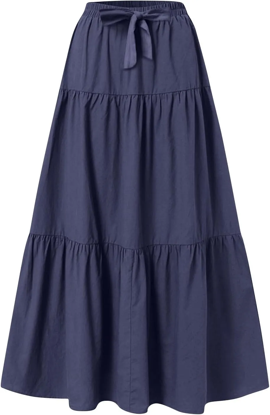 High Waisted Maxi Skirt for Women Summer Tiered Elastic Elegant Skirts Ruffle A Line Skirt Swing Long Skirts (S-2Xl)