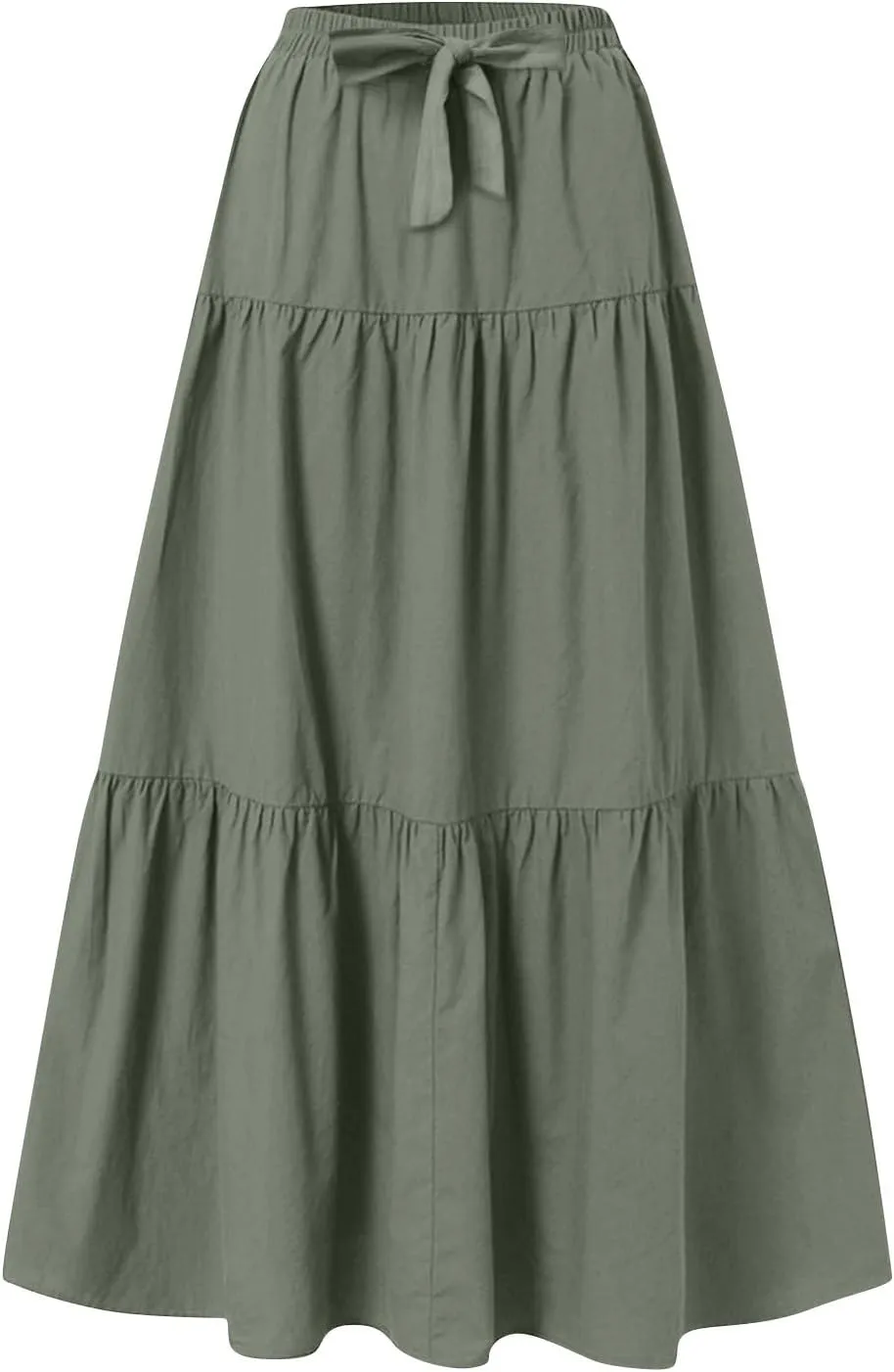 High Waisted Maxi Skirt for Women Summer Tiered Elastic Elegant Skirts Ruffle A Line Skirt Swing Long Skirts (S-2Xl)