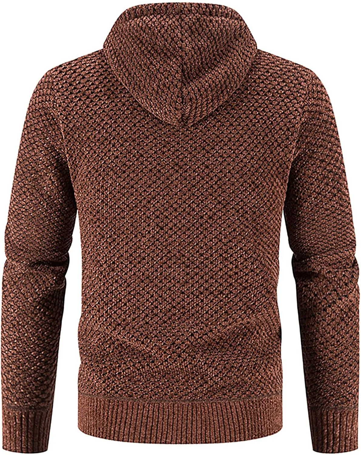 Hoodie For Men Big And Tall Hooded Plush Plaid Knitting Drawstring Coat Sweater Warm Solid Color Jackets Tops