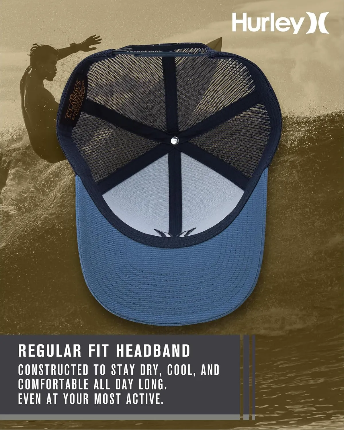 Hurley Men's Caps - Del Mar Mesh Panel Baseball Cap Trucker Hat - Snap Back Hats for Men