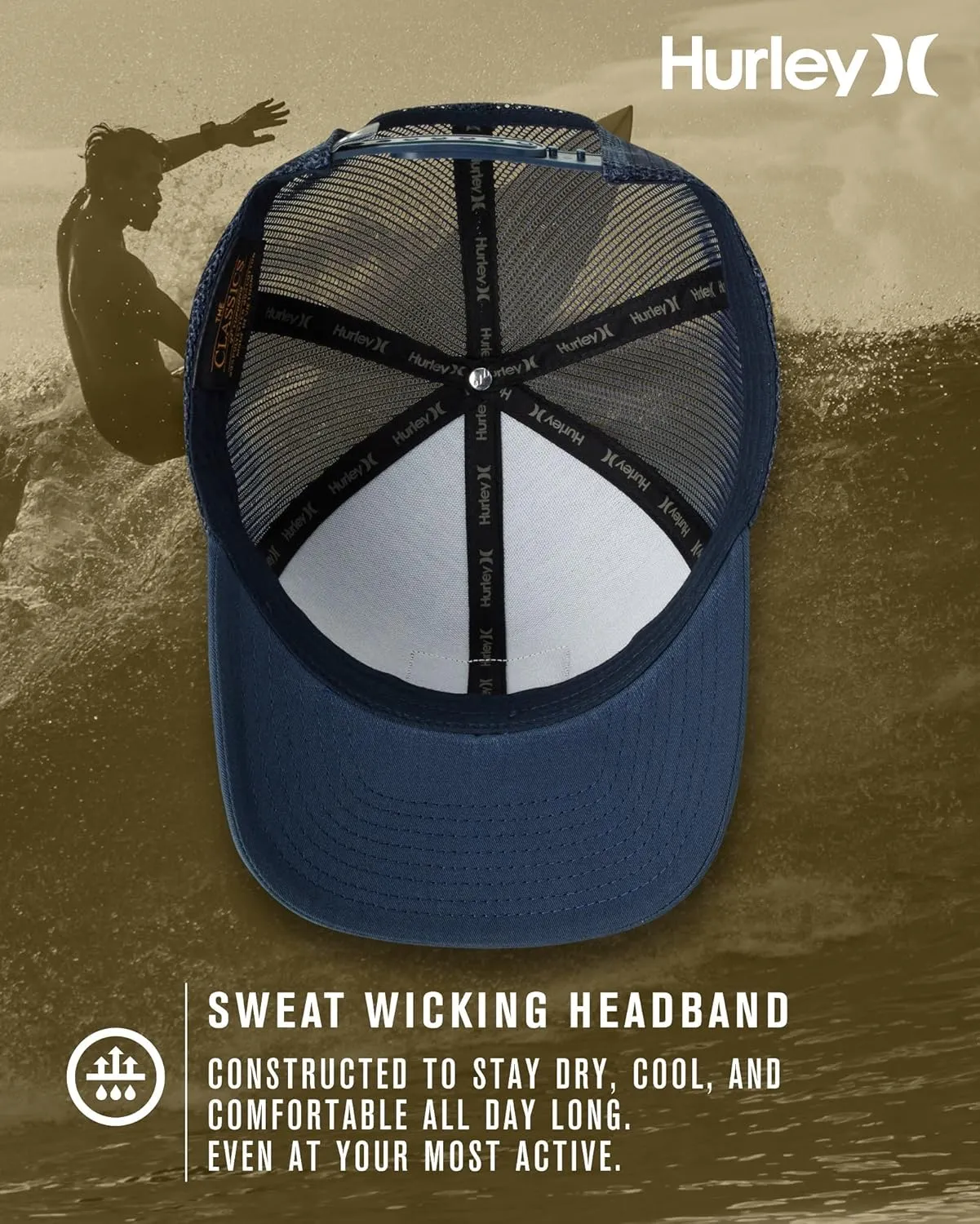 Hurley Men's Caps - Fairway Trucker Mesh Panel Baseball Cap Trucker Hat - Snap Back Hats for Men