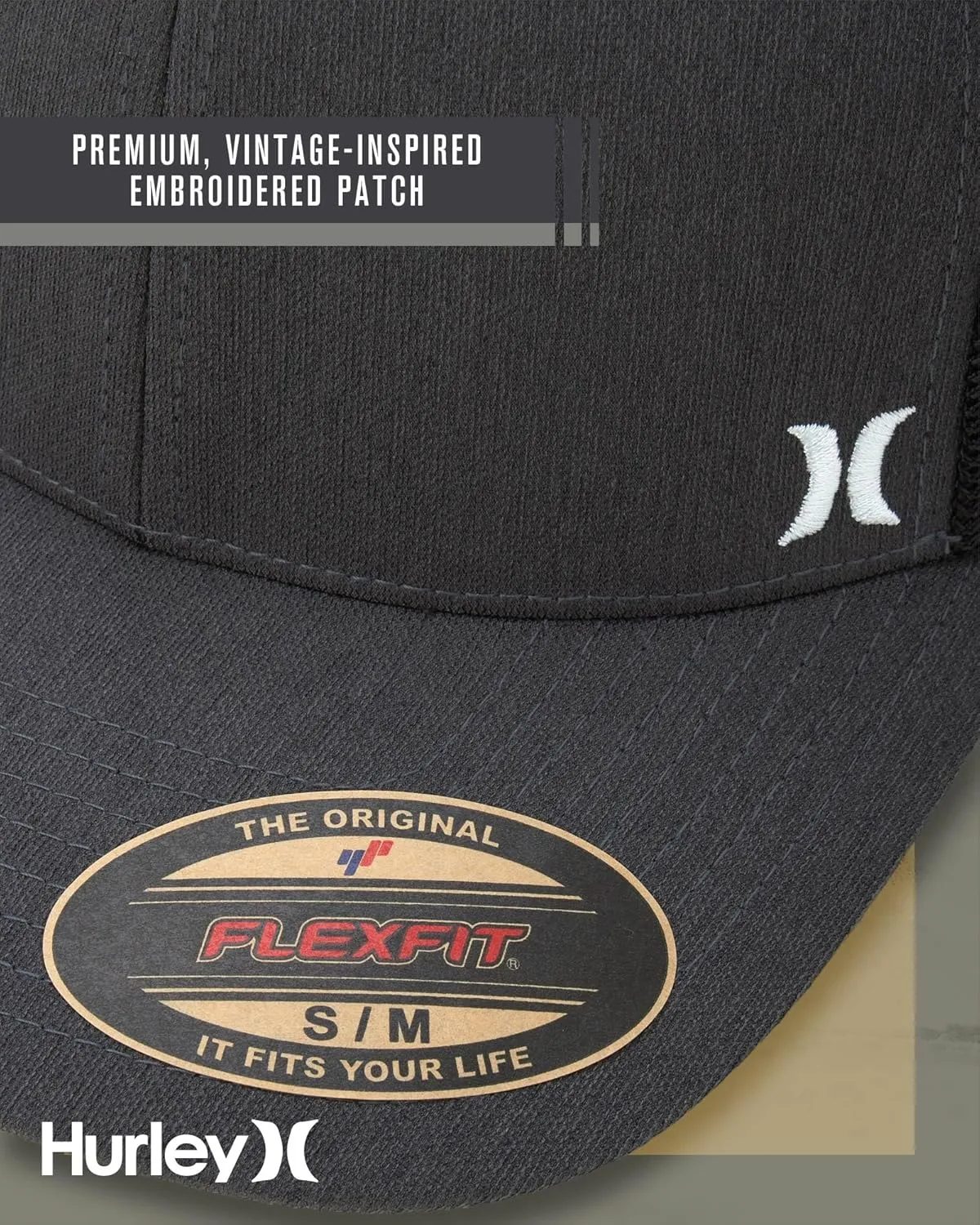 Hurley Men's Caps - Mini Icon Mesh Panel Baseball Cap - Fitted Hats for Men