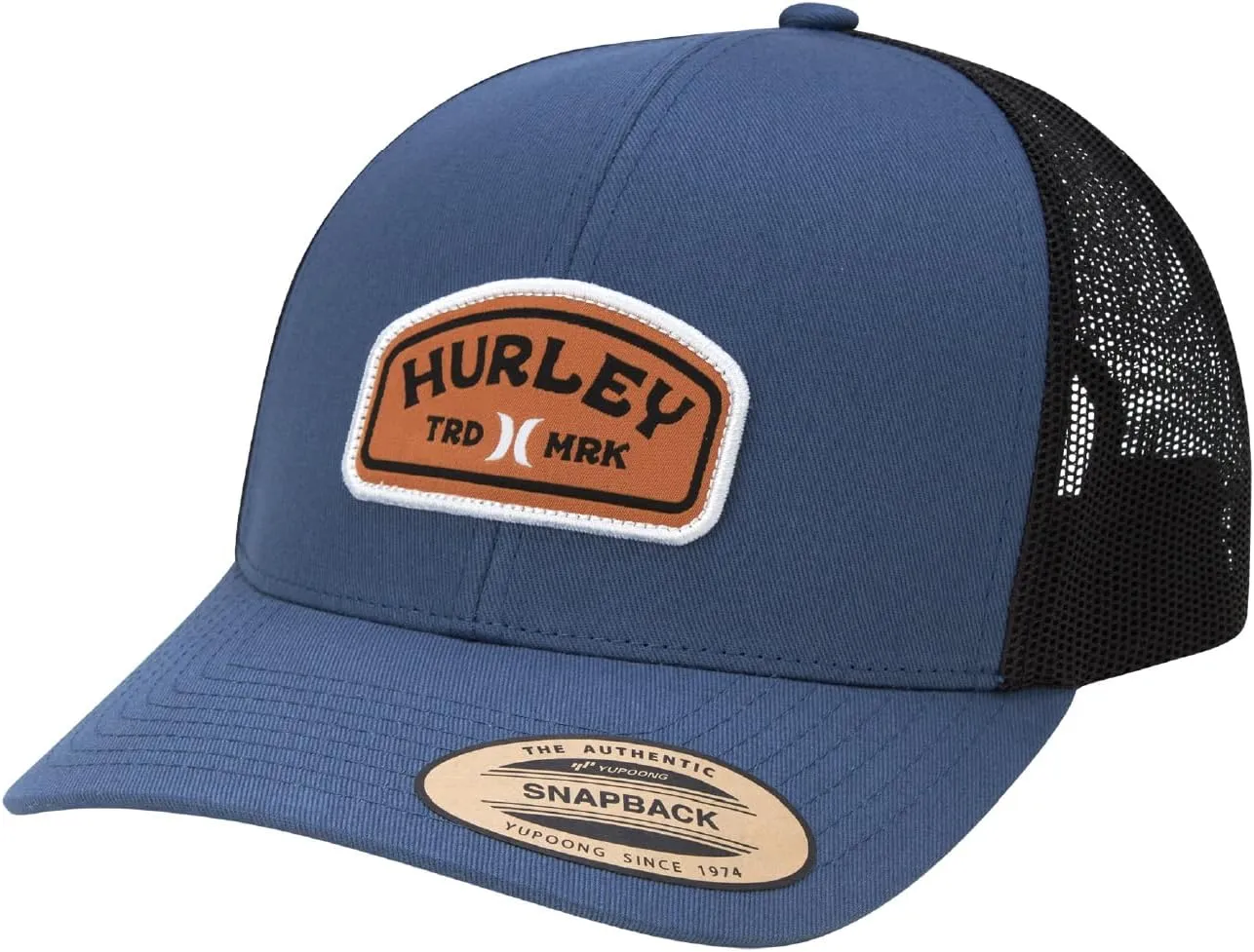 Hurley Men's Trucker Hat - Curved Bill Regular Fit Left Coast Baseball Cap for Men - Snap Back Mesh Panel Ball Cap