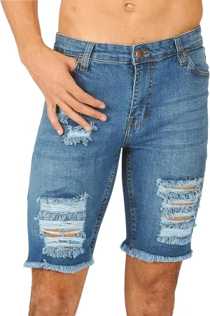 Jean Shorts Men - Stretch Relaxed Fit Mens Denim Shorts - Casual Five Pockets Mens Jean Shorts for Summer Outdoor