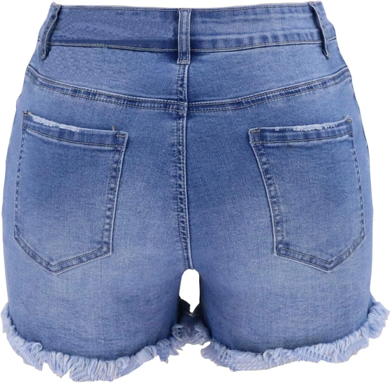 Jean Shorts Women Mid Rise Ripped Jean Shorts Stretchy Retro Denim Shorts Folded Hem Hot Short