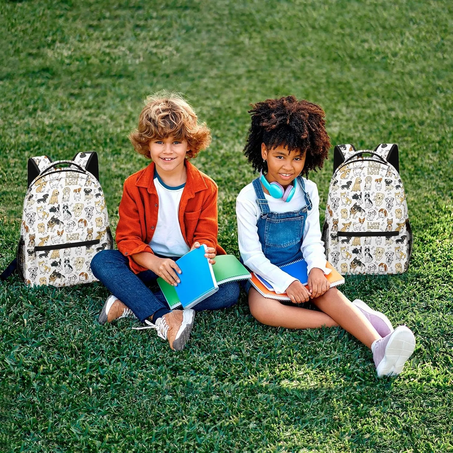 Kids Backpack for Teens Girls Boys, Dog I Love Corgi Terrier Cute Water Resistant Child Bookbag School Bag with Adjustable Padded Straps
