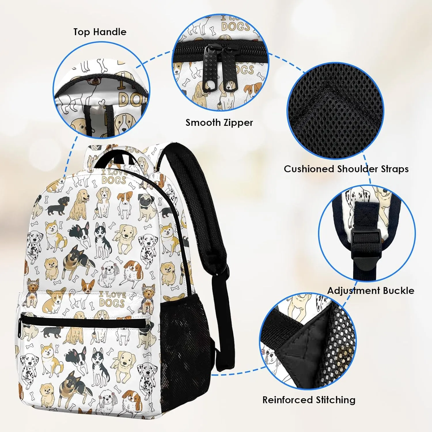 Kids Backpack for Teens Girls Boys, Dog I Love Corgi Terrier Cute Water Resistant Child Bookbag School Bag with Adjustable Padded Straps