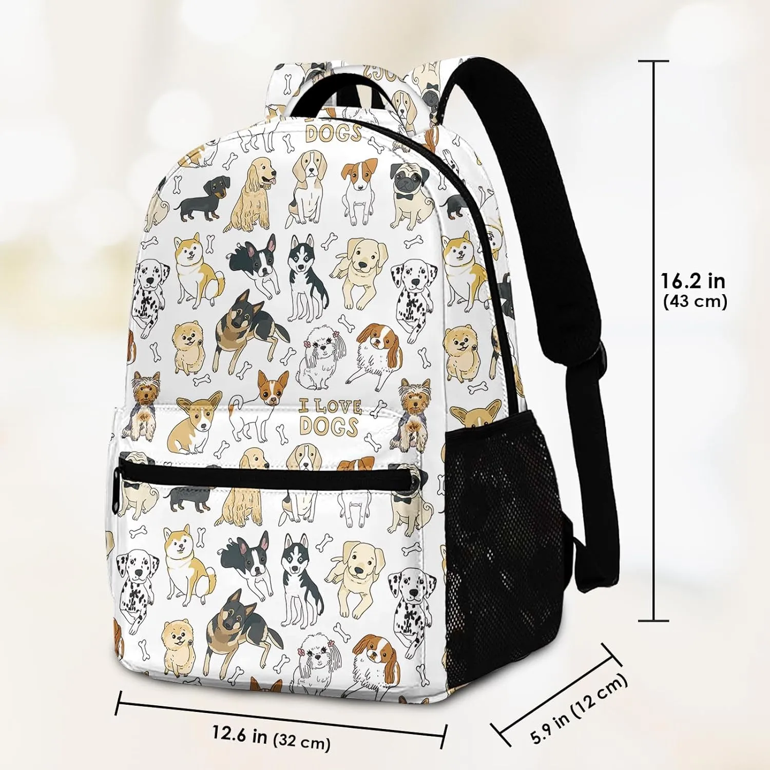 Kids Backpack for Teens Girls Boys, Dog I Love Corgi Terrier Cute Water Resistant Child Bookbag School Bag with Adjustable Padded Straps