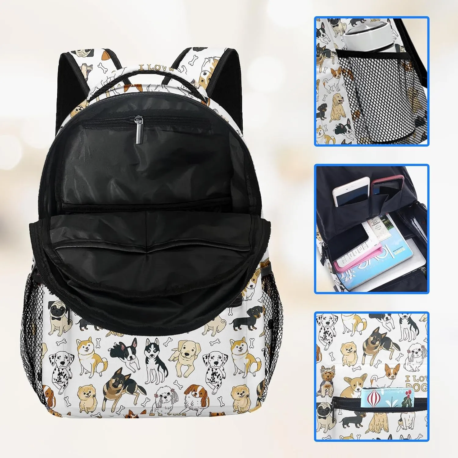 Kids Backpack for Teens Girls Boys, Dog I Love Corgi Terrier Cute Water Resistant Child Bookbag School Bag with Adjustable Padded Straps