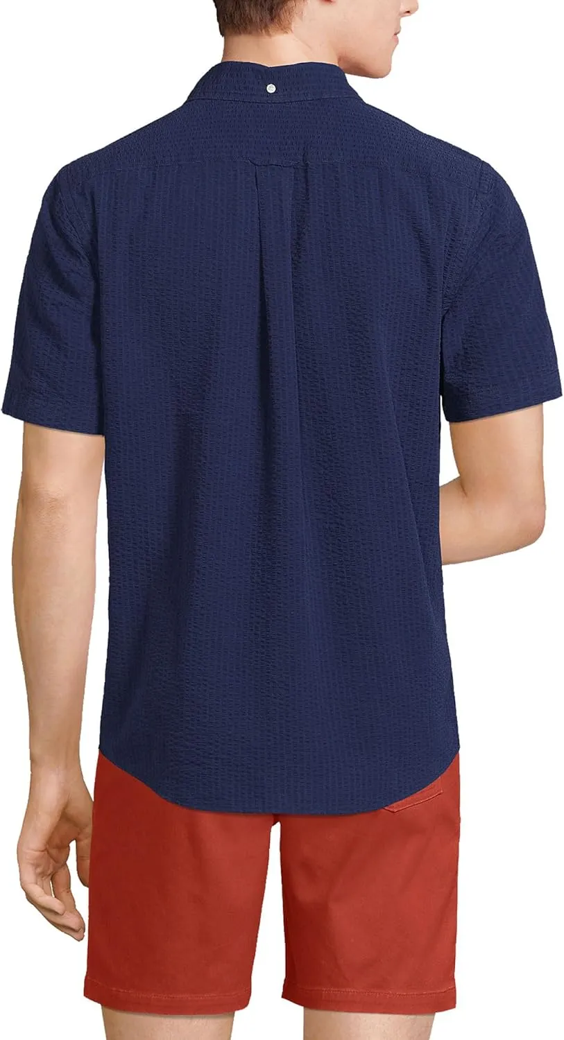 Lands' End Men's Short Sleeve Seersucker Shirt