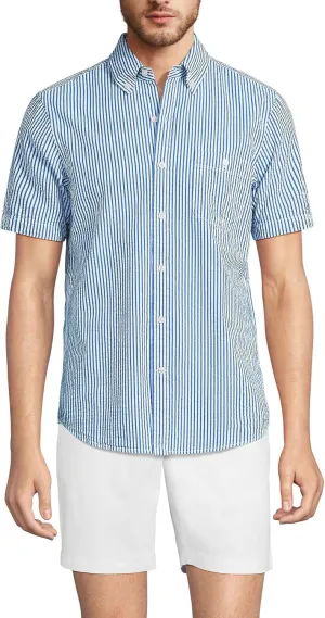 Lands' End Men's Short Sleeve Seersucker Shirt