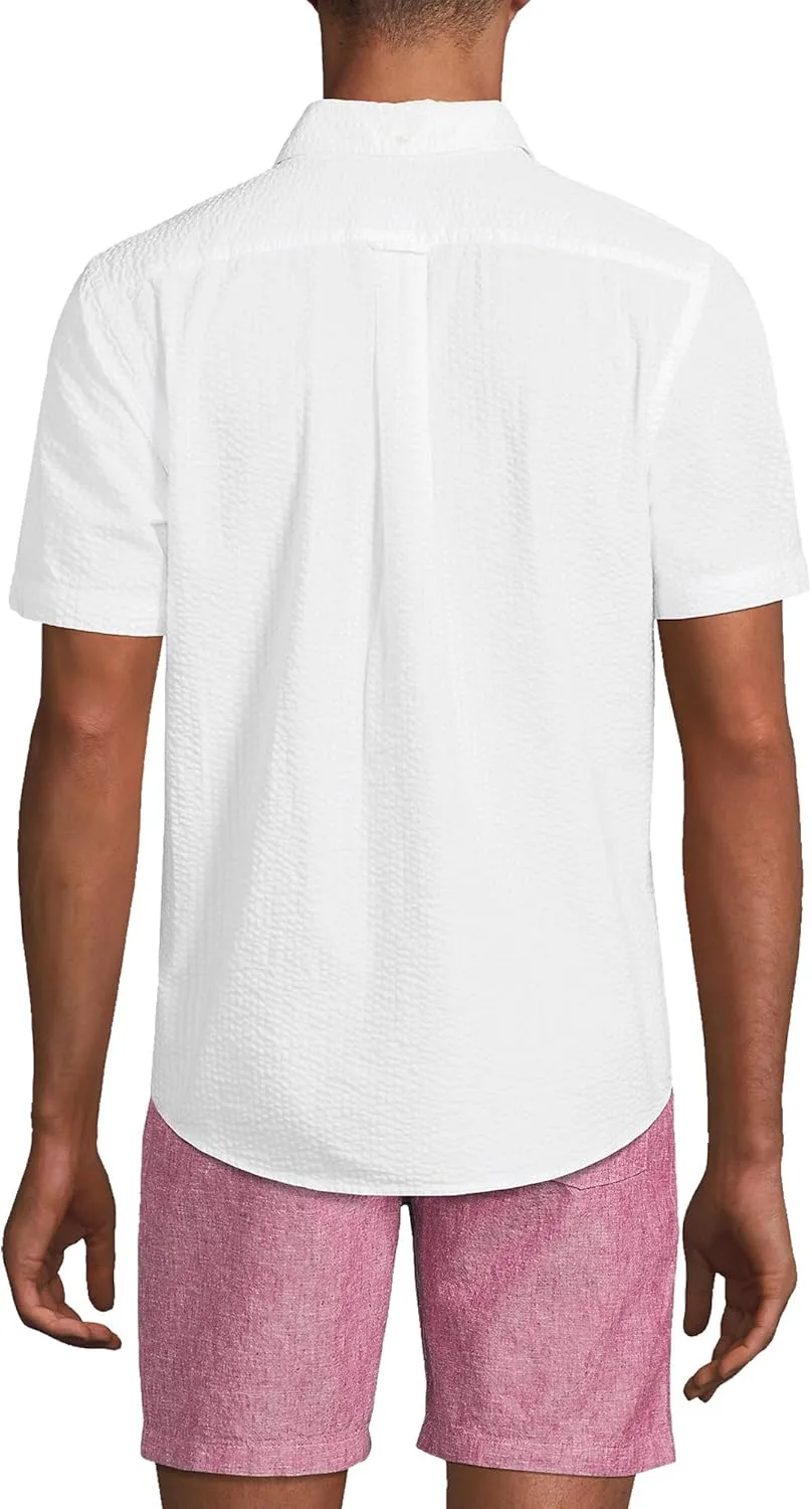 Lands' End Men's Short Sleeve Seersucker Shirt