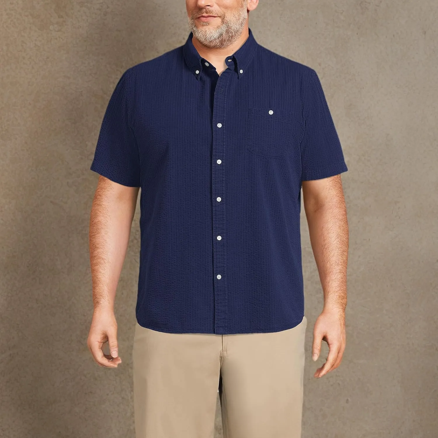 Lands' End Men's Short Sleeve Seersucker Shirt