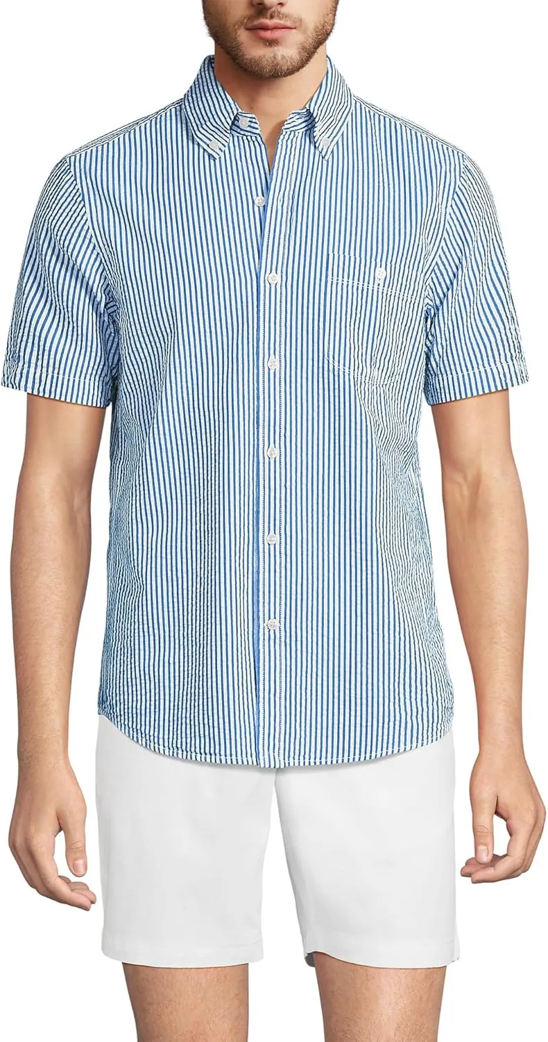 Lands' End Men's Short Sleeve Seersucker Shirt