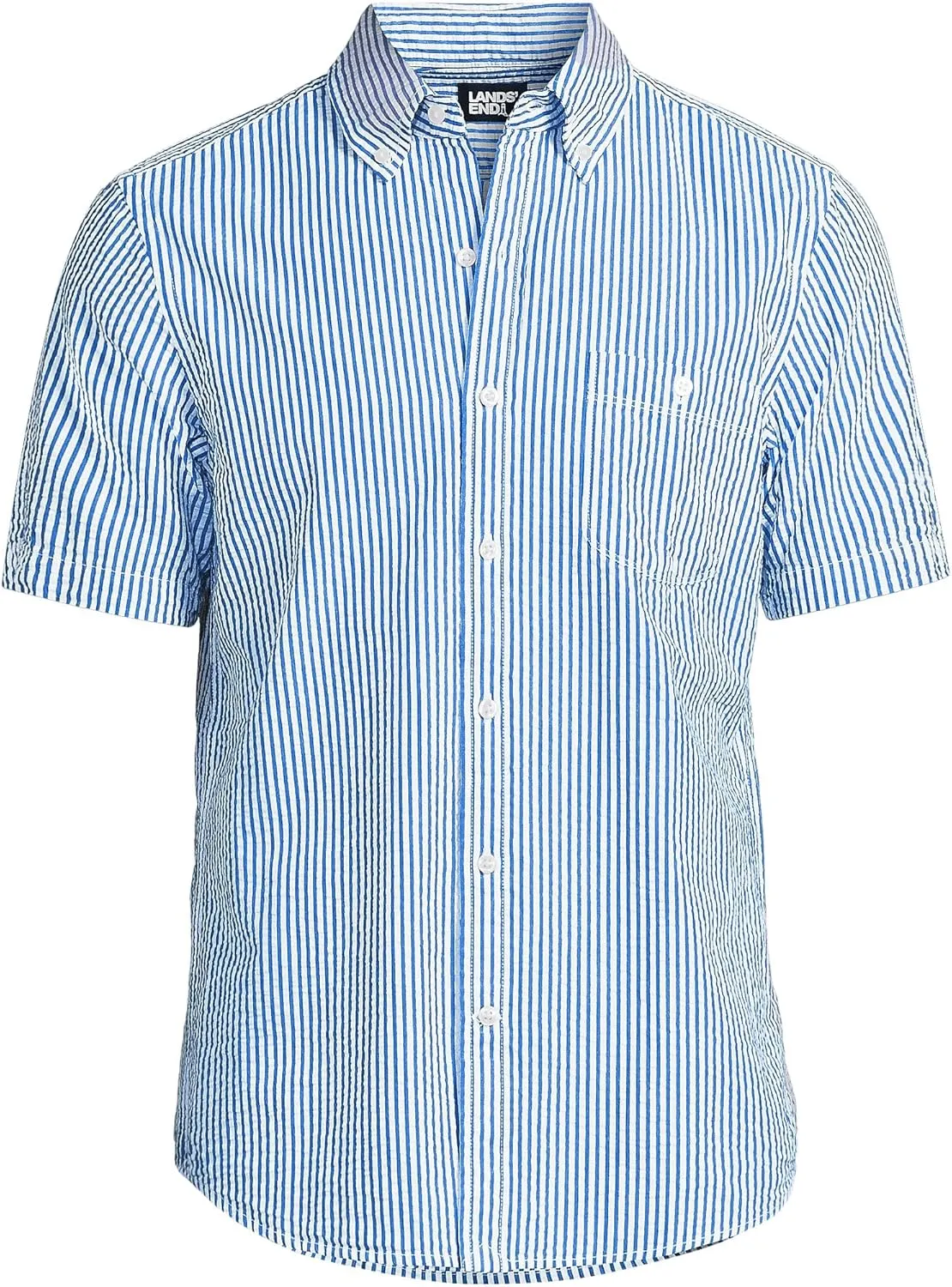 Lands' End Men's Short Sleeve Seersucker Shirt