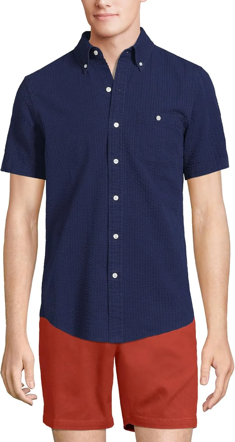 Lands' End Men's Short Sleeve Seersucker Shirt