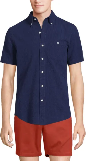 Lands' End Men's Short Sleeve Seersucker Shirt