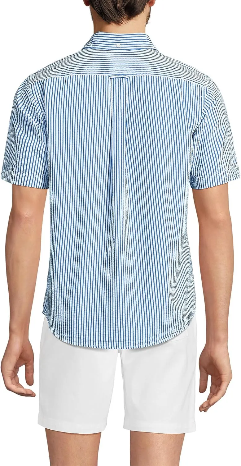 Lands' End Men's Short Sleeve Seersucker Shirt