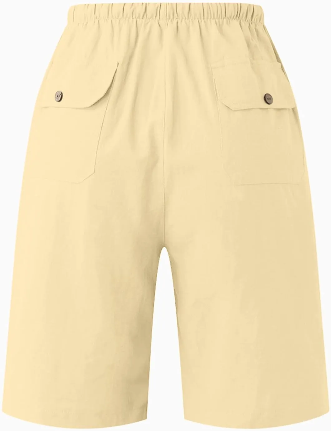 Linen Shorts for Men, Mens Casual Soft Linen Long Shorts Knee Length Sport Drawstring Running Lounge Shorts Capri Pant