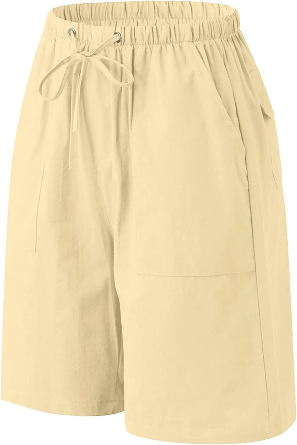Linen Shorts for Men, Mens Casual Soft Linen Long Shorts Knee Length Sport Drawstring Running Lounge Shorts Capri Pant