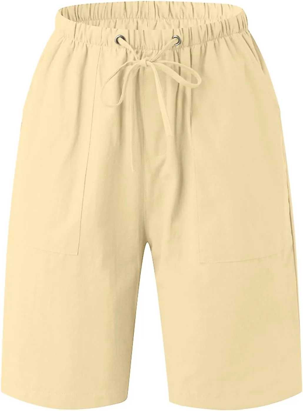 Linen Shorts for Men, Mens Casual Soft Linen Long Shorts Knee Length Sport Drawstring Running Lounge Shorts Capri Pant