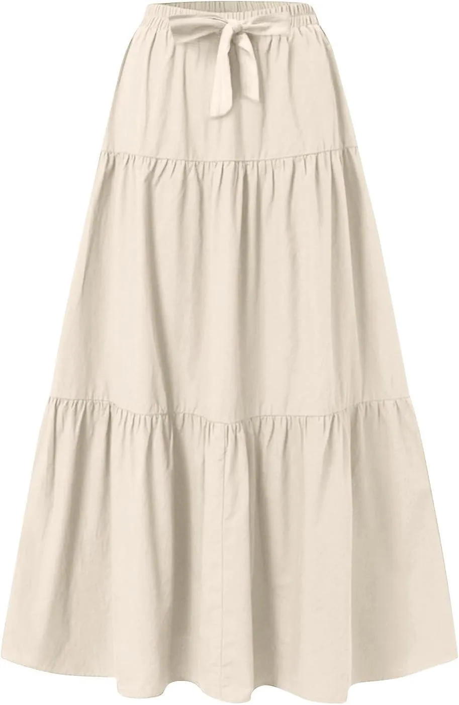 Maxi Skirts for Women Trendy Summer Drawstring Elastic High Waisted A Line Skirt Boho Tiered Smocked Long Flowy Skirt