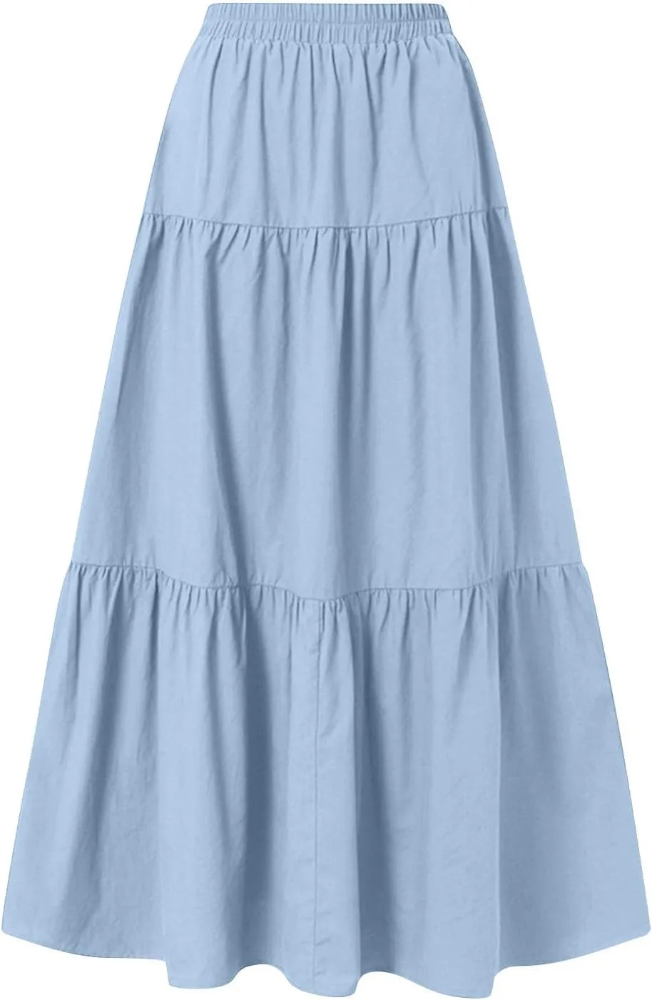 Maxi Skirts for Women Trendy Summer Drawstring Elastic High Waisted A Line Skirt Boho Tiered Smocked Long Flowy Skirt