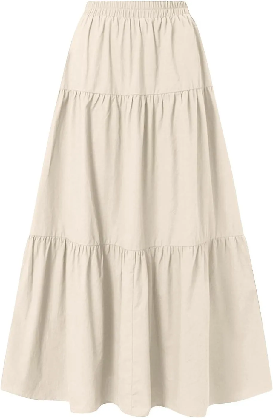 Maxi Skirts for Women Trendy Summer Drawstring Elastic High Waisted A Line Skirt Boho Tiered Smocked Long Flowy Skirt