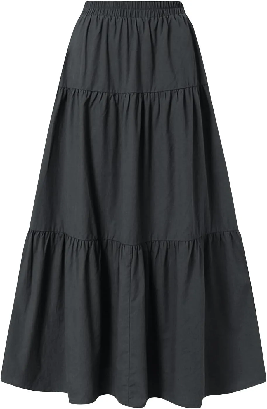 Maxi Skirts for Women Trendy Summer Drawstring Elastic High Waisted A Line Skirt Boho Tiered Smocked Long Flowy Skirt