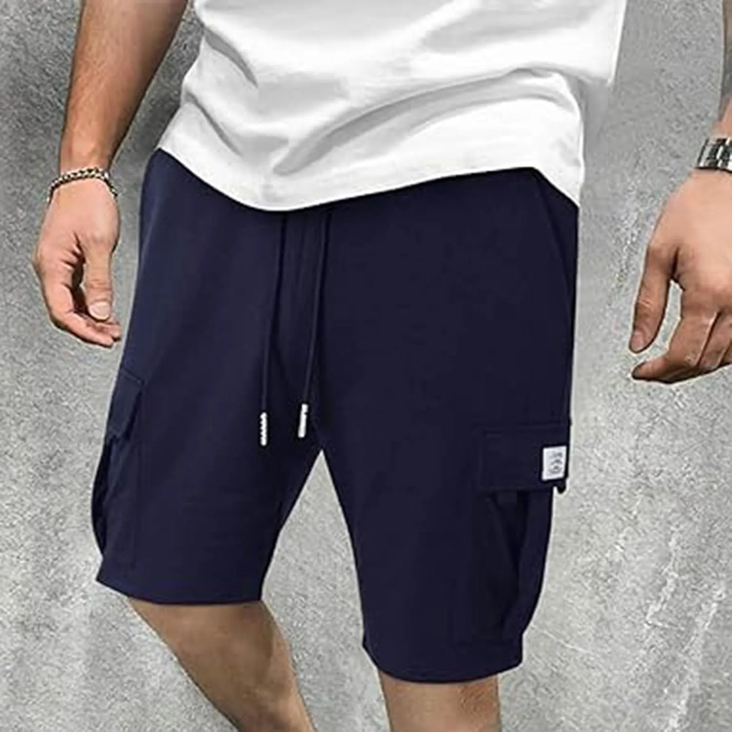 Men Cargo Shorts Casual Lightweight Summer Hiking Outdoor Shorts Elastic Waist Bermuda Short Pants with Multi Pockets