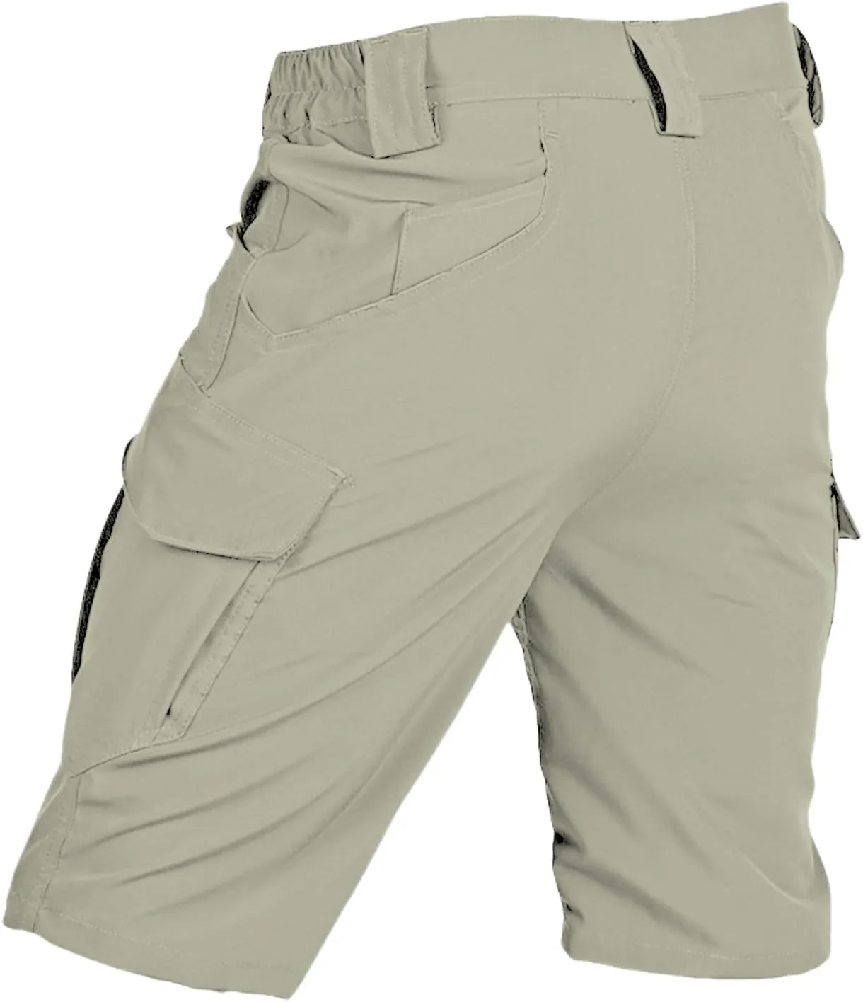 Men Tactical Cargo Shorts Quick Dry Lightweight Stretch Multi Pockets, Breathable Solid Color Elastic Waist