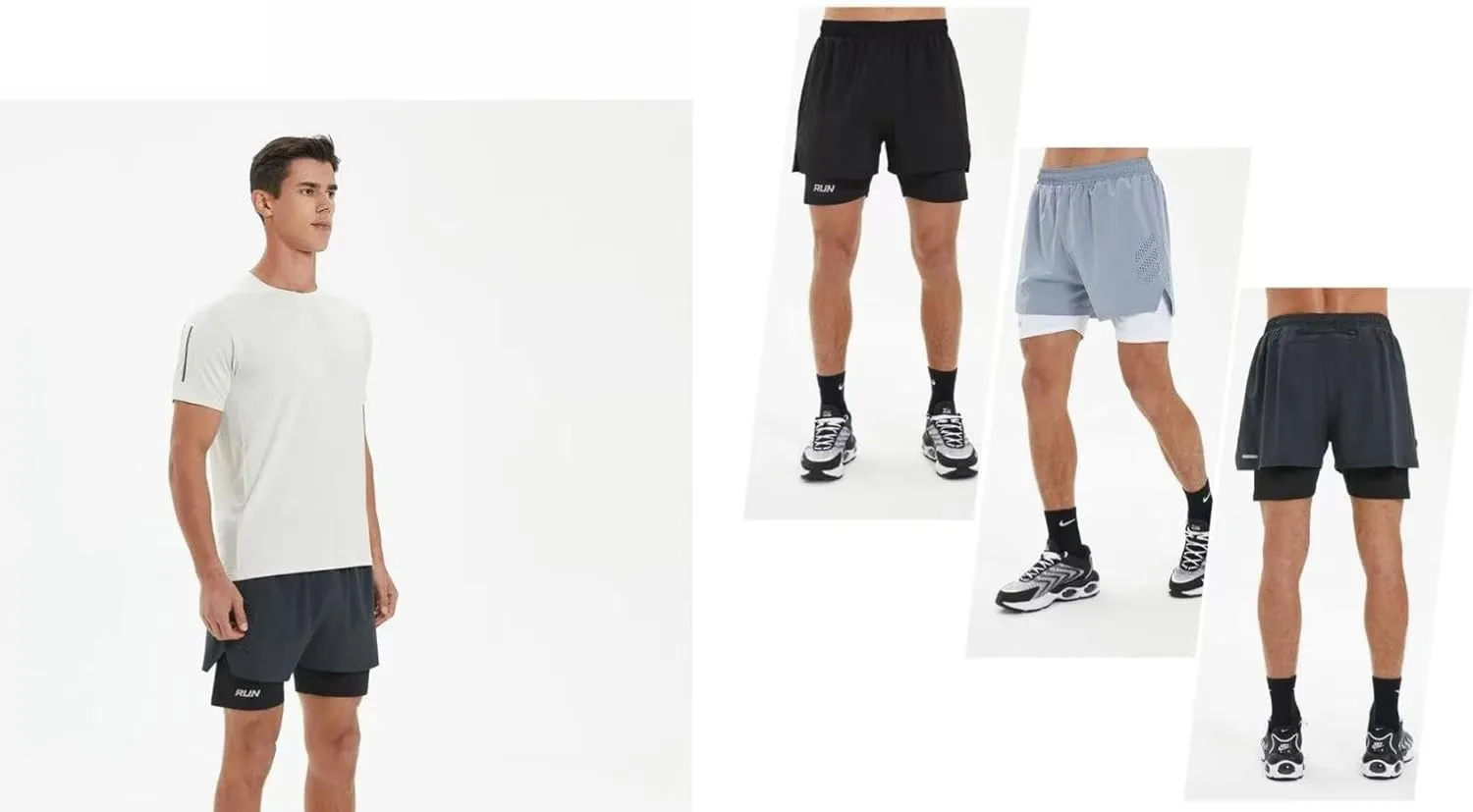 Men's 2-in-1 Running Shorts with Built-in Compression Liner Lightweight Quick-Dry Athletic Shorts for Gym Training and Sports