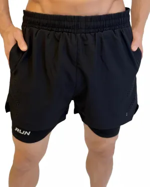 Men's 2-in-1 Running Shorts with Built-in Compression Liner Lightweight Quick-Dry Athletic Shorts for Gym Training and Sports