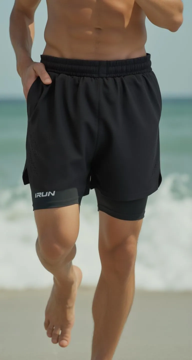 Men's 2-in-1 Running Shorts with Built-in Compression Liner Lightweight Quick-Dry Athletic Shorts for Gym Training and Sports