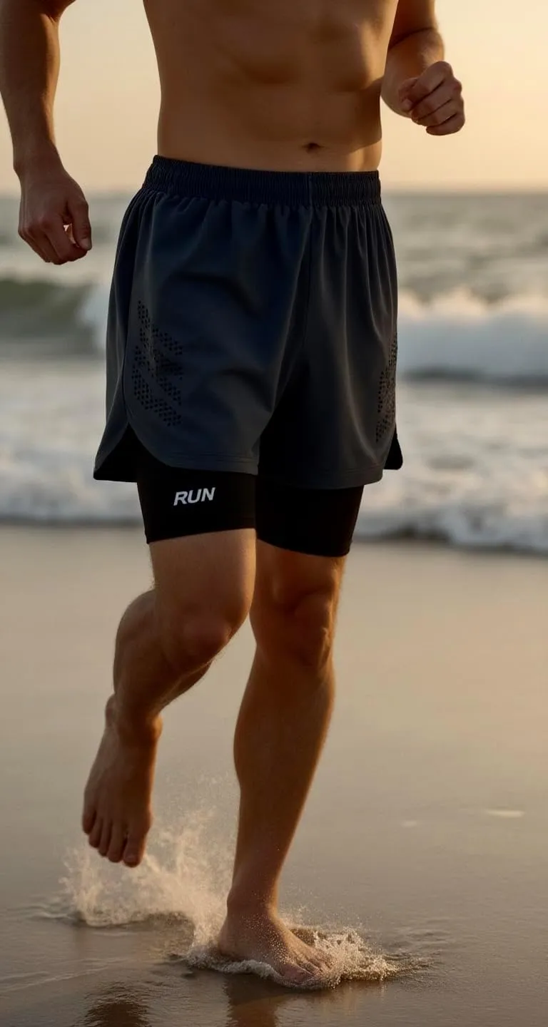 Men's 2-in-1 Running Shorts with Built-in Compression Liner Lightweight Quick-Dry Athletic Shorts for Gym Training and Sports