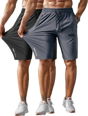 Men's Athletic Shorts Lightweight Sport,Gym,Workout，Running Jogging Shorts Quick Dry with Zipper Pockets