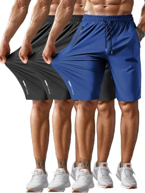 Men's Athletic Shorts Lightweight Sport,Gym,Workout，Running Jogging Shorts Quick Dry with Zipper Pockets