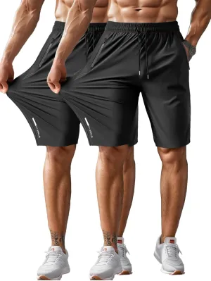 Men's Athletic Shorts Lightweight Sport,Gym,Workout，Running Jogging Shorts Quick Dry with Zipper Pockets
