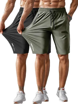 Men's Athletic Shorts Lightweight Sport,Gym,Workout，Running Jogging Shorts Quick Dry with Zipper Pockets