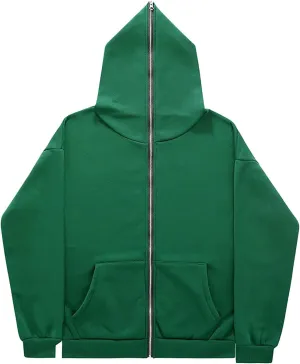 Men's Full Zip Sweatshirt with Hood Athletic Workout Long Sleeve Casual Hoodies Solid Color Sports Running Activewear