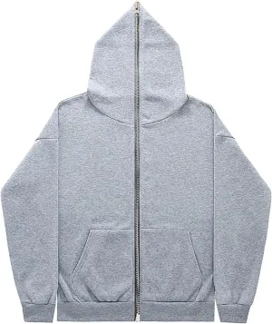 Men's Full Zip Sweatshirt with Hood Athletic Workout Long Sleeve Casual Hoodies Solid Color Sports Running Activewear