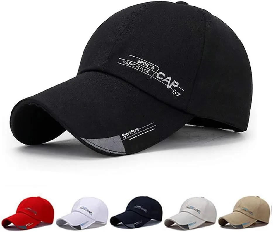 Men's Long Brim Baseball Cap Outdoor Sports Casual Sun Hats Adjustable