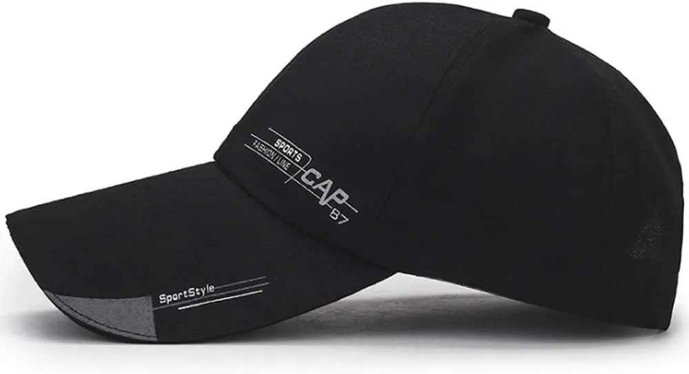 Men's Long Brim Baseball Cap Outdoor Sports Casual Sun Hats Adjustable