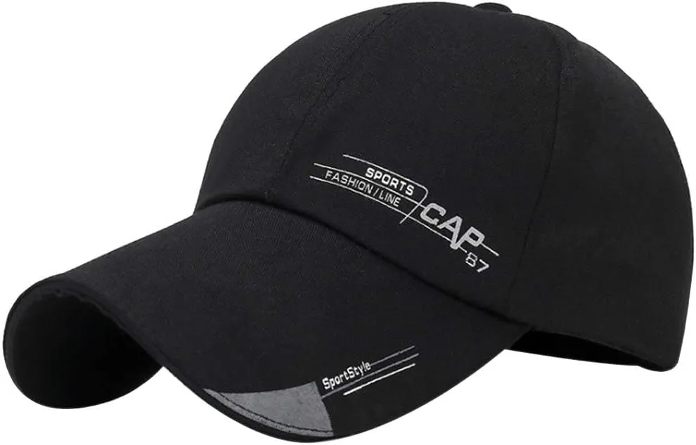 Men's Long Brim Baseball Cap Outdoor Sports Casual Sun Hats Adjustable