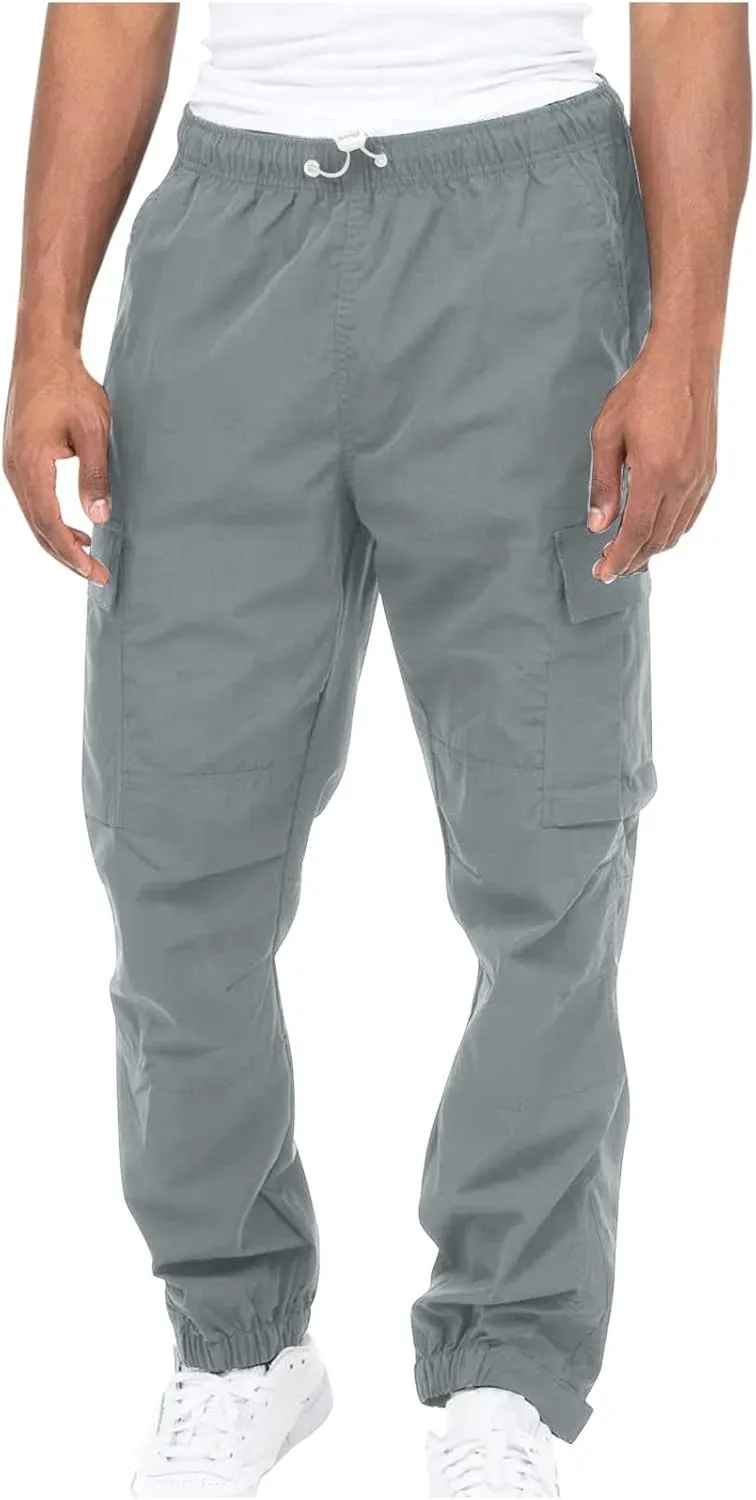 Men's Outdoor Hiking Cargo Pants Multi-Pocket Lightweight Tactical Casual Work Utility Pants Drawstring Jogger Sweatpants