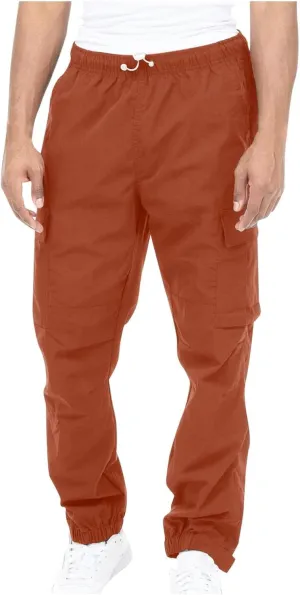 Men's Outdoor Hiking Cargo Pants Multi-Pocket Lightweight Tactical Casual Work Utility Pants Drawstring Jogger Sweatpants