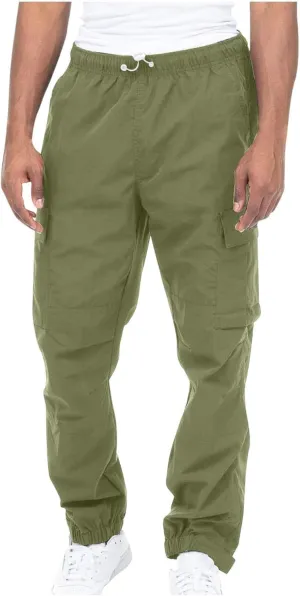 Men's Outdoor Hiking Cargo Pants Multi-Pocket Lightweight Tactical Casual Work Utility Pants Drawstring Jogger Sweatpants