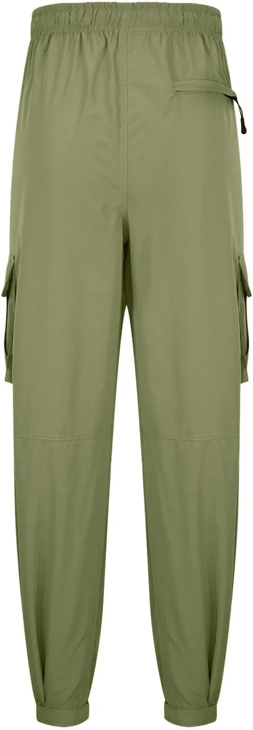 Men's Outdoor Hiking Cargo Pants Multi-Pocket Lightweight Tactical Casual Work Utility Pants Drawstring Jogger Sweatpants